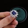 Jewelry Imitation Fat Square Emerald Ruby Ring Female Heavy Industry Luxury Set High Carbon Diamond Flower Ring