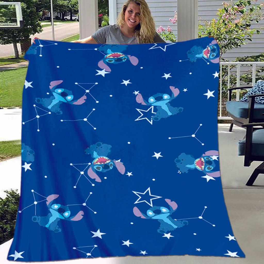 1 Stück Stitch-Druckdecke - Weiche Ganzjahresdecke für Wohnzimmer, Schlafzimmer, Personalisierbares Geschenk mit entzückendem Cartoon-Design
