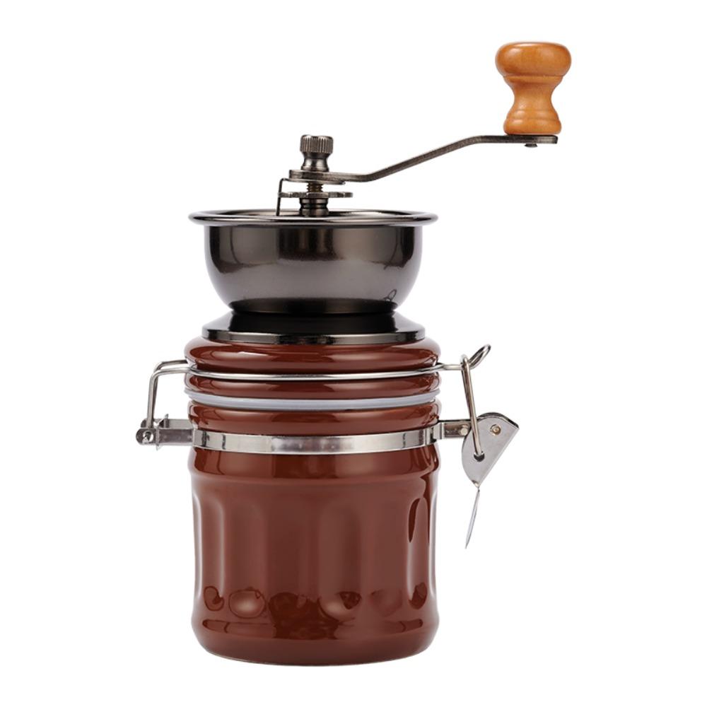 

Керамическая кофемолка ручная с ручкой для зерен, регулируемая степень помола, маленькая портативная кофемолка для эспрессо 14.2x8cm