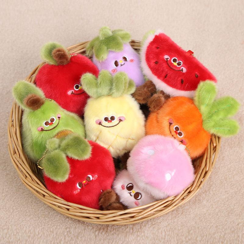 1Pcs Pineapple Strawberry Avocado Eggplant Soft Stuffed Pendant Doll Simulation Cartoon Fruits Vegetable Plush Toy Fun Gift