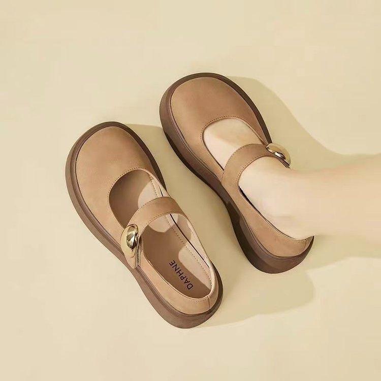 Muffin thick-soled Mary Jane shoes children's new autumn commuter single shoes light mouth versatile small leather shoes