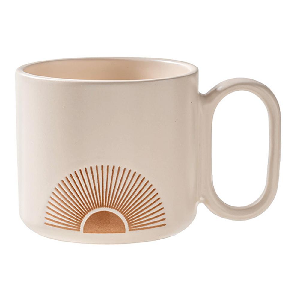 390ml Boho Ceramiczny Kubek Wzór Palma/Wschód Słońca Bezpieczny w Kuchence Mikrofalowej