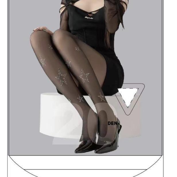 "Starry Black Diamond Pantyhose - Sheer Niche Design for Women"
