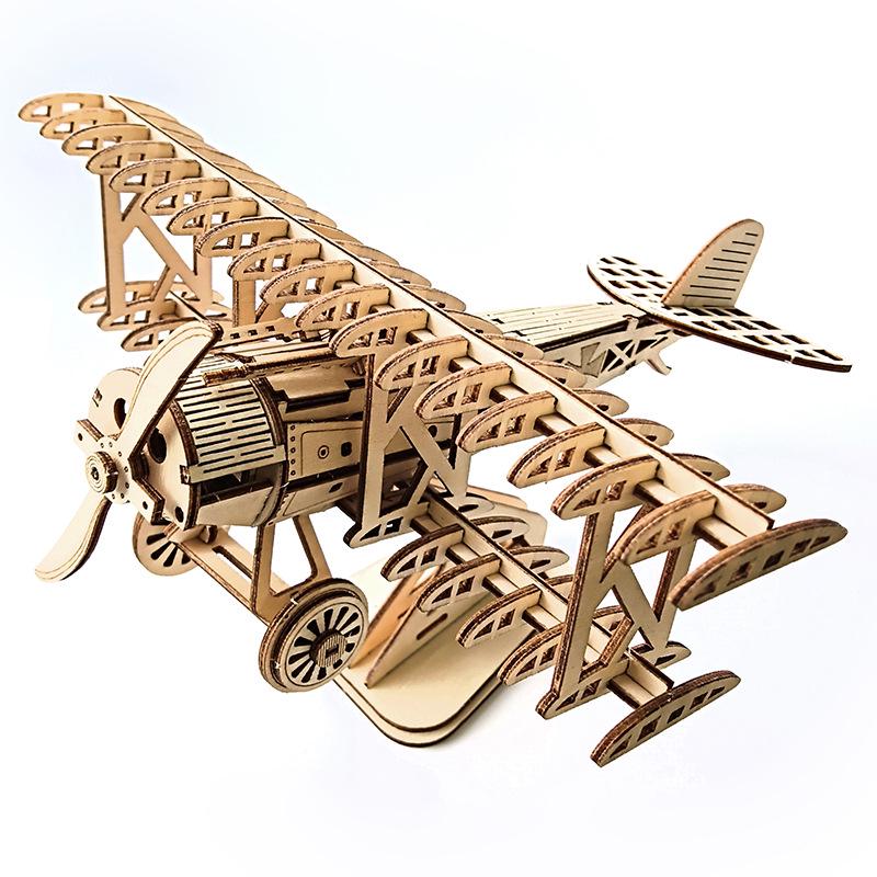 3D Wooden Airplane Puzzle: DIY Educational Assembly Toy & Creative Ornament