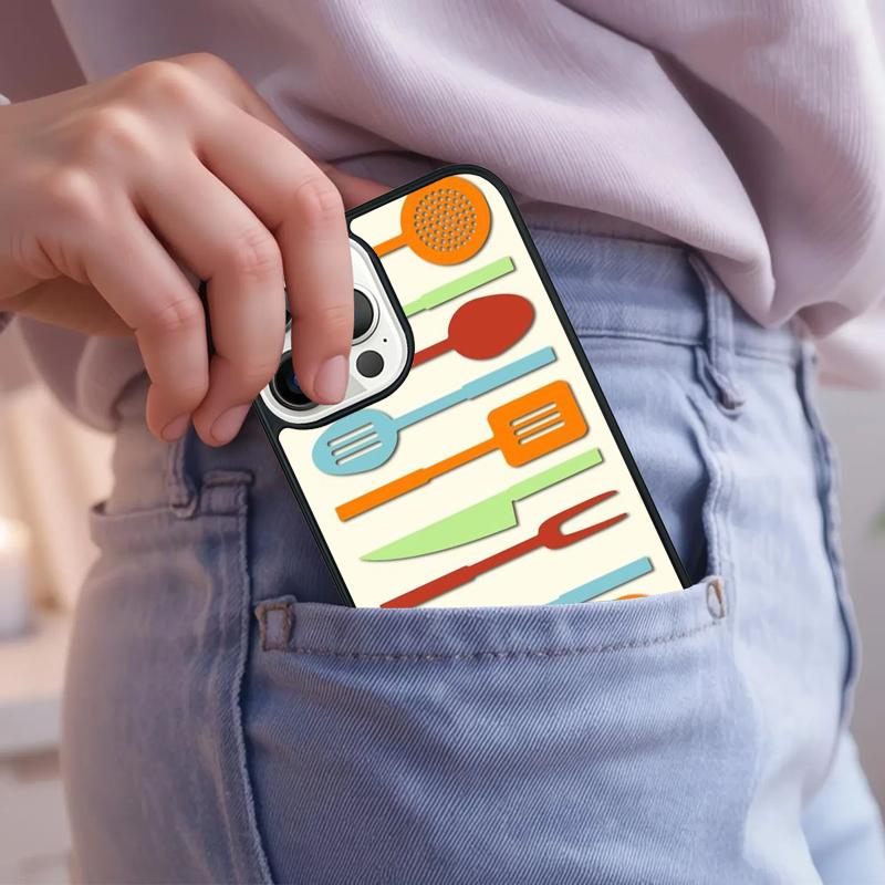 Kitchen Utensil Colored Silhouettes Phone Case For iPhone 17 Air 15 16e 14 13 Pro Max Coque 12 11 Pro Max PLUS cover