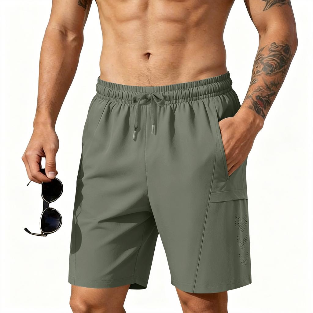 Men's Summer Quick Dry Shorts with Zipper Pockets Lightweight Breathable Athletic Running Gym Workout Shorts for Outdoor Activities