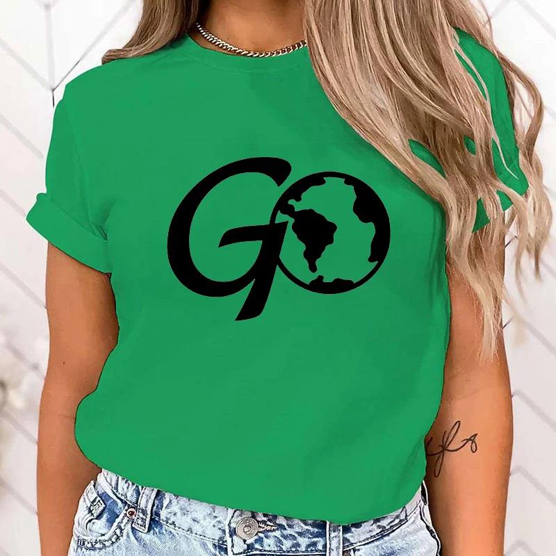(Premium T-shirt)New Protect The Ocean Go T Shirt Protect The Ocean Go Print T-Shirt Female Summer Casual O-Neck Lady Female Top