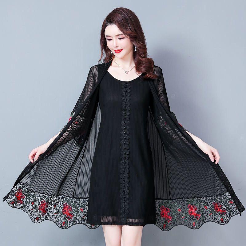 

Солнцезащитная одежда Женская верхняя одежда Кардиган из ледяного шелка Тонкий внешний слой Сетчатый кружевной топ Средняя длина Рубашка 4XL чёрный