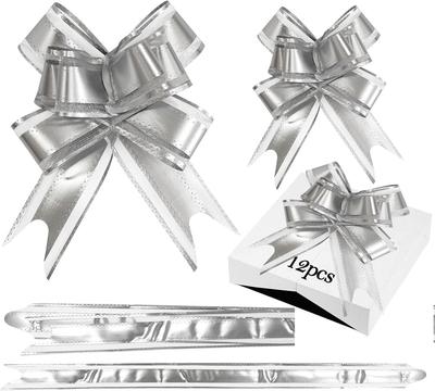 Set of 12 Gift Ribbons Two Sizes Gift Decoration Silver