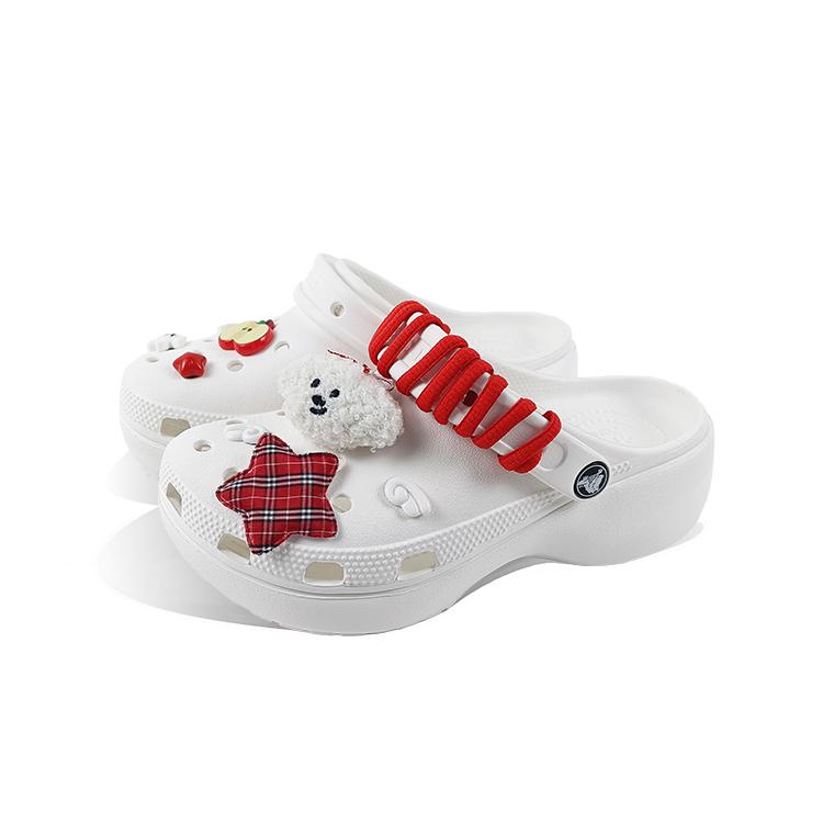 Crocs Classic Platform Clog EVA Star Puppy Little Fresh Cute Girl Versatile Niche Campus Style Hole Shoes Unisex White