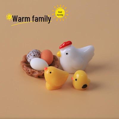 Resin Craft Chick Family with Egg and Nest - 3D DIY Micro Landscape Ornaments
