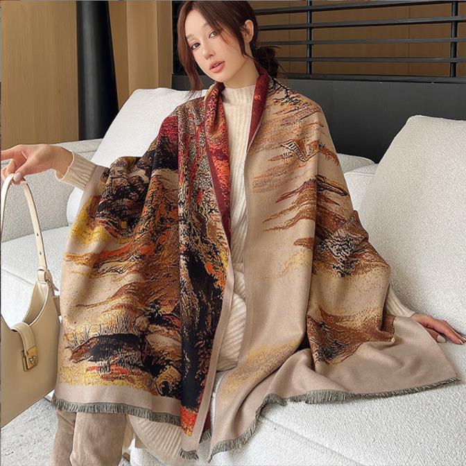 New Arrival Women'S Scarl Thickening Warm Pashmina Cashmere Scarf Female Autumn Winter Soft Scarf Shawl Multipurpose Blanket