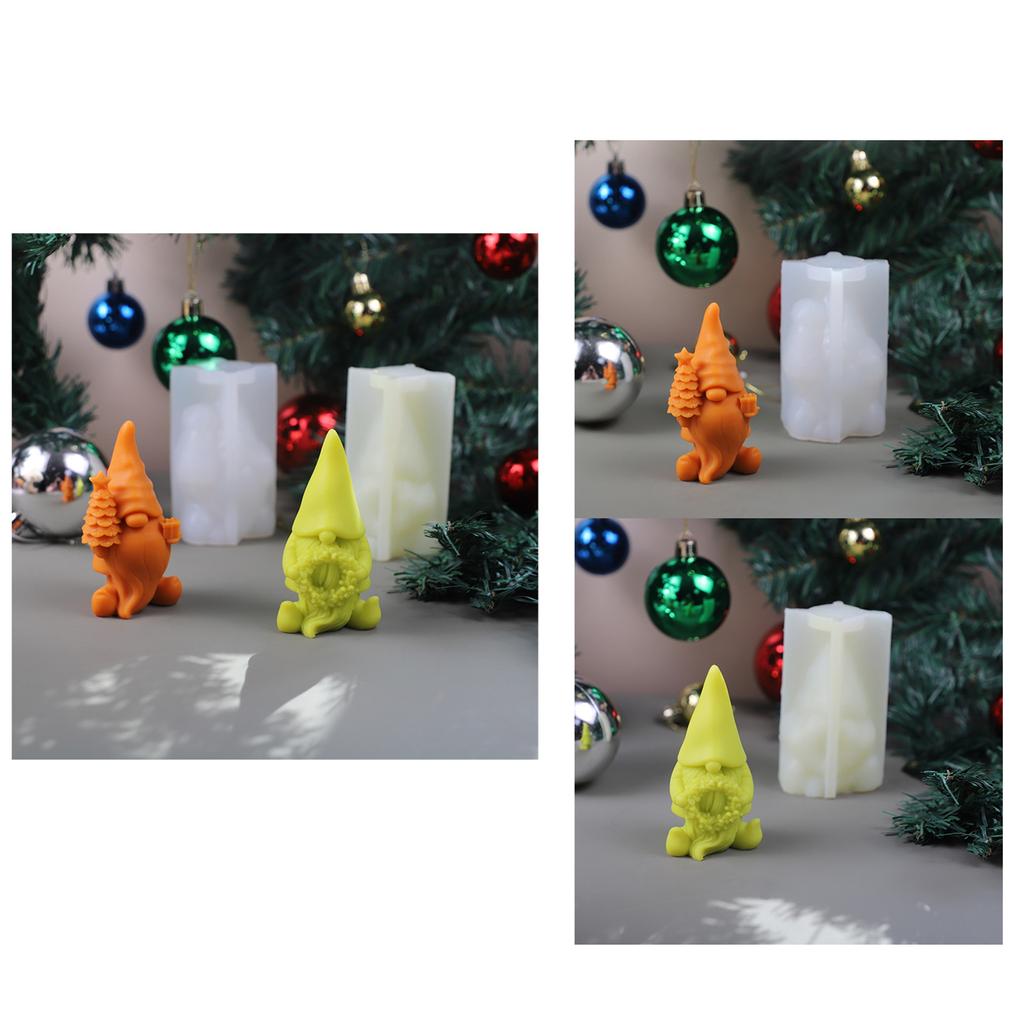 2x/Set Santa Silicone Mould 3D Gnome Candle Molds Ornament Molds Soap Molds Baking Molds for Christmas Decorations