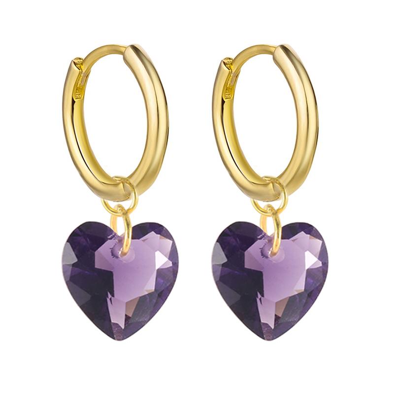 Damen 925 Silber Ohrstecker Lila Zirkon Ohrringe Creolen Lila Kristall Anhänger Ohrring Mode Hochzeits Schmuck