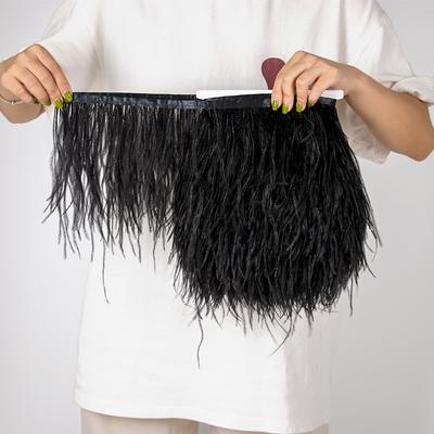 FeatherBeatiful 1meter Black Ostrich Feathers Trim Cloth Sideband Ostrich Feather Trims Clothing Wedding Feather Ribbon Sewing Decorati
