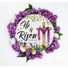 FaCraft He is Risen Decor Sign - Easter Wreath for Front Door, Religious Cross Door Decoration, Farmhouse Floral Hanger for Home, Porch, Wall, Spring