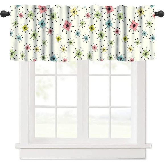 Rustic Cabin Kitchen Valances Curtain,Vintage Country Farmhouse Bear Moose Deer Rod Pocket Small Valance Treatments for Living Room Bedroom