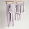 Women's Three-Piece Pajama Set: Short Sleeve, Long Pants, Shorts - No Bra Needed, Casual Summer Loungewear