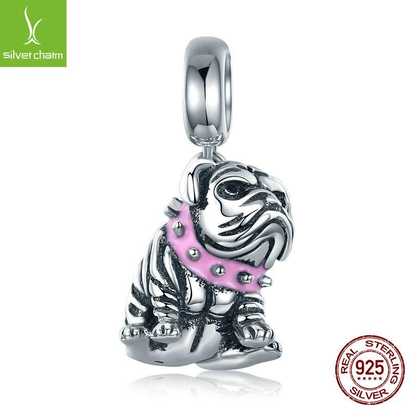 

New S925 Sterling Silver Bulldog Pendant Pendant Girls Bracelet Accessories Scc552