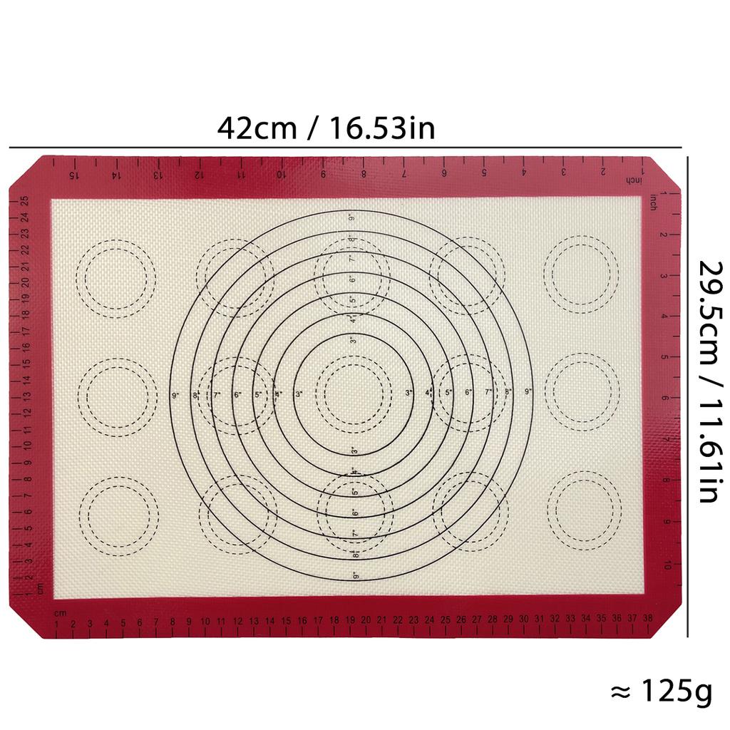 Silicone Baking Mat with Measurement for Oven, Colorful Non Stick Reusable Bakeware Sheet Liner for Make Macaron, Cookie, Pastry