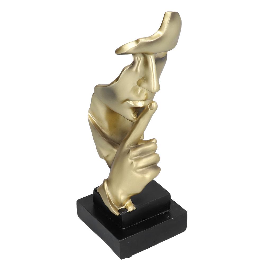 Silence Is A Golden Sculpture Simple Modern Abstract Keep Silent Figurine for Office Home Decor