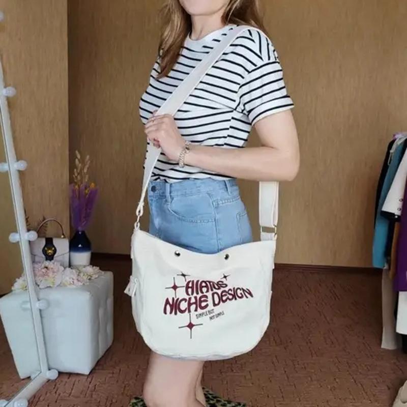Denim Women  Shopper Bag Shoulder Tote Bag Large Capacity Designer Hobo HandBag Messenger Big Crossbody Beige Bag Canvas