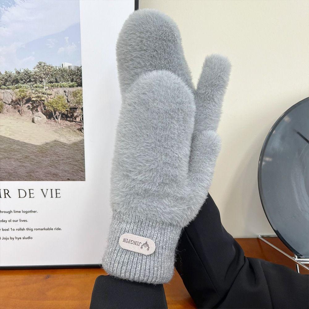 Soft Fluffy Fur Women Thicken Plush Gloves Keep Warm Winter Mittens Gifts Full Finger Gloves Women