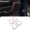 Pour 2010-17 Dodge Ram 1500 Cadre Décoratif Haut-Parleur Intérieur de Porte Garniture Fibre de Carbone Rouge