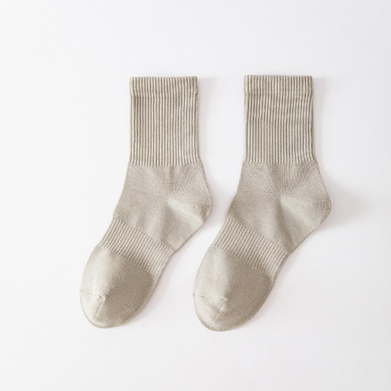 Men Spring and Autumn Pure Cotton 5A Antibacterial Deodorant Pure Color Sweat Absorbing Breathable Sports Business Tube Socks