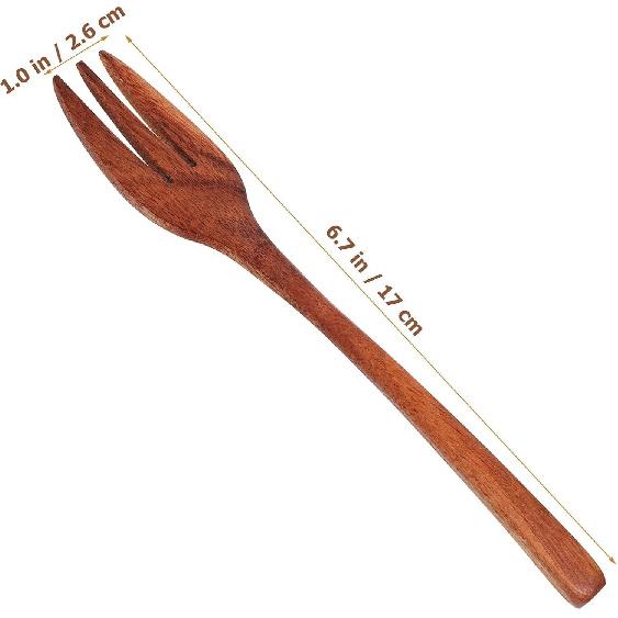 Cabilock Salad Mixing Fork Wood Salad Servers Long Handle Cooking Fork Wooden Kitchen Utensils for Salad BBQ Dessert Vegetable