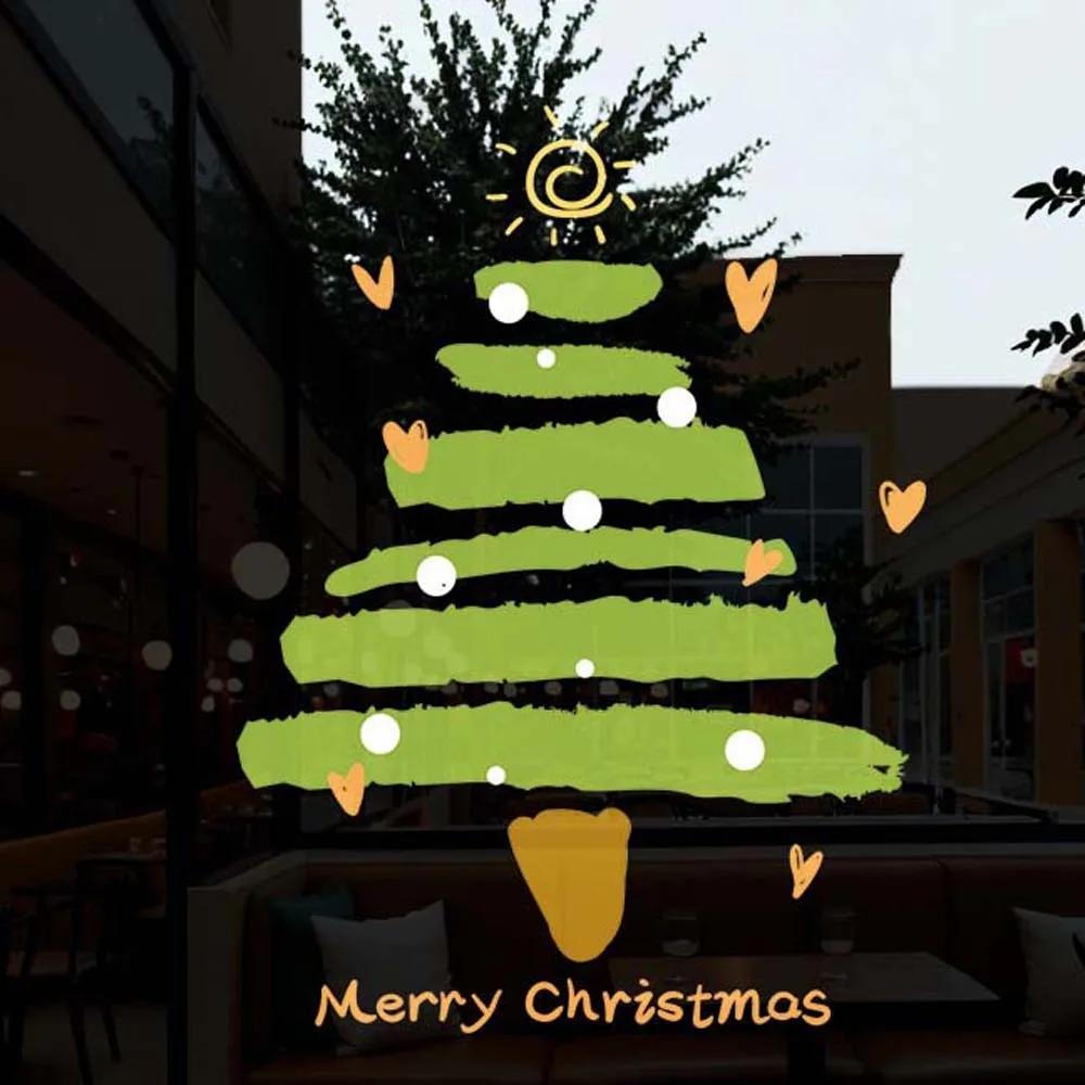 Colorful Christmas Tree Stickers Waterproof Portable Glass Electrostatic Film Transparent Visible On Both Sides