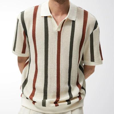 Men's Knit Polo Shirts Short Sleeve Ribbed Knitted Shirt Summer Lightweight Casual Golf Shirts Knitted Polo Shirts Textured Pullover T Shirts for Men