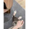 Sheepskin minimalist temperament silk word with high heels kitten and slippers women's summer sandals