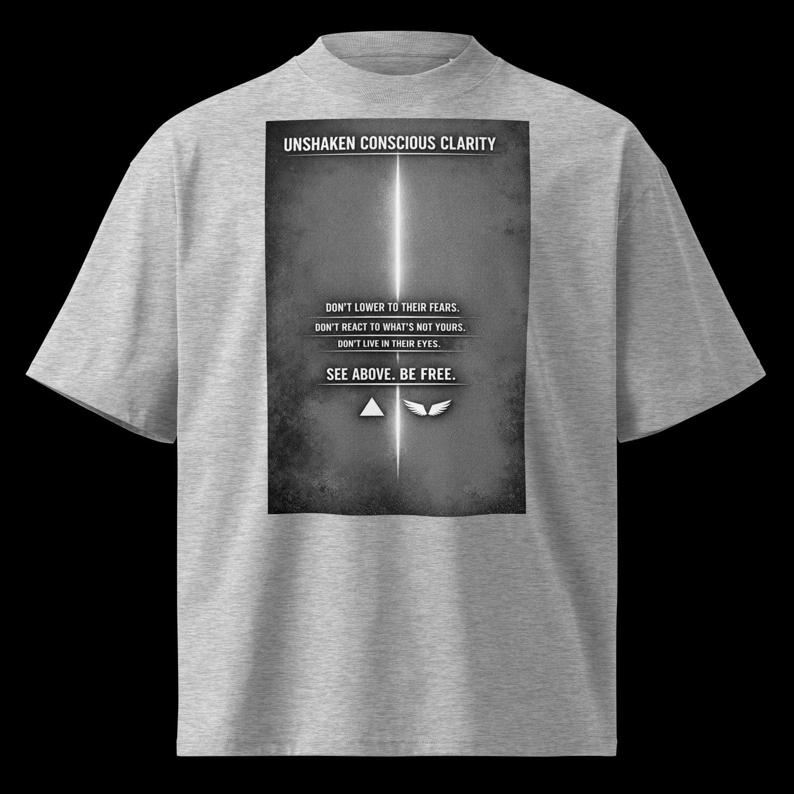 Unisex organic oversized high neck t-shirt - UNSHAKEN CLARITY S