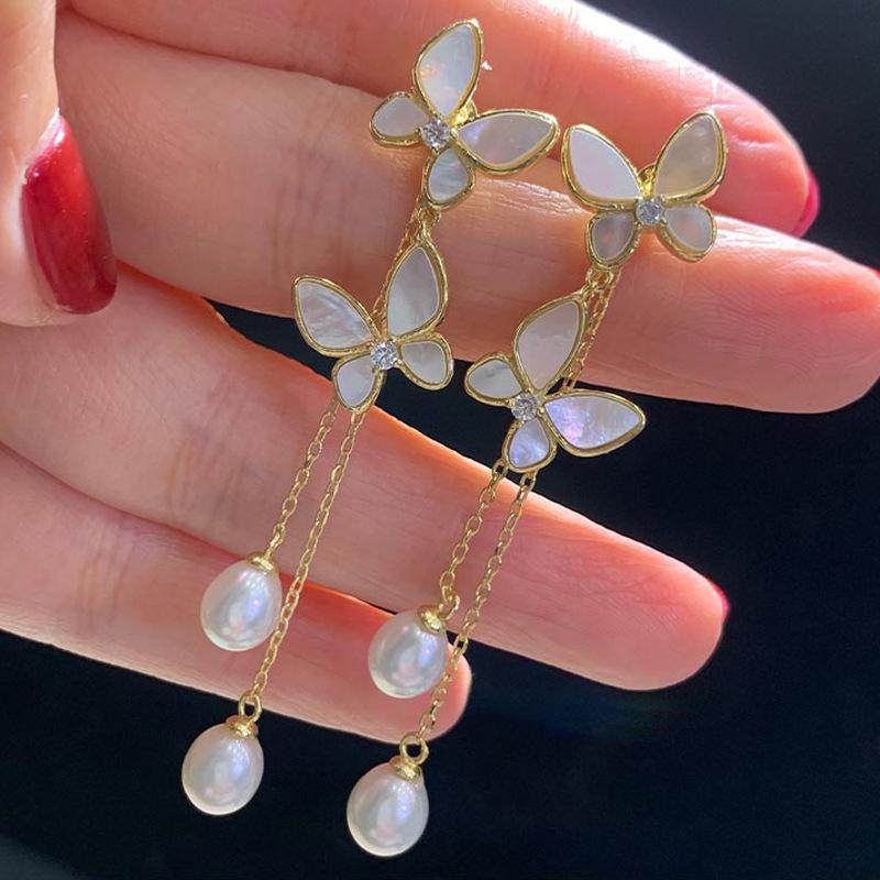 

Серьги с натуральным пресноводным жемчугом Xianmei, длинные серьги-капельки с жемчугом, 18-каратное золото, серебряные серьги-иглы