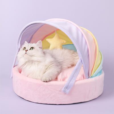 Winterwarmes, ganzjähriges, halbgeschlossenes, abnehmbares und waschbares Katzenbett, Prinzessinnenbett, Wiege, Katzenbedarf