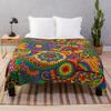 Happy Hippy Psychedelic Rainbow Design Throw Blanket
