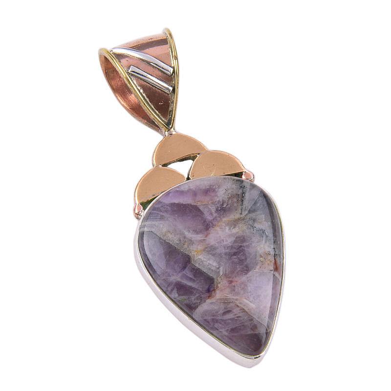 Natural Tiffany Stone 925 Solid Sterling Silver Gift TwoTone Pendant 1.75" o7A03