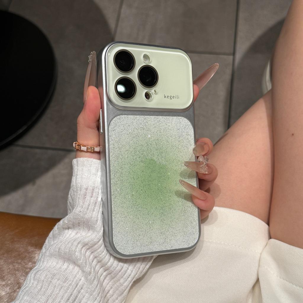 Glitter Large Window Gradient Case for For Iphone 17 16 1 Pro Max 14 13 Camera Protector Bling Colorful Shockproof Cover