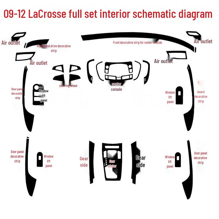 09-12 Buick LaCrosse Interior Console Gear Shift Color Change Decal