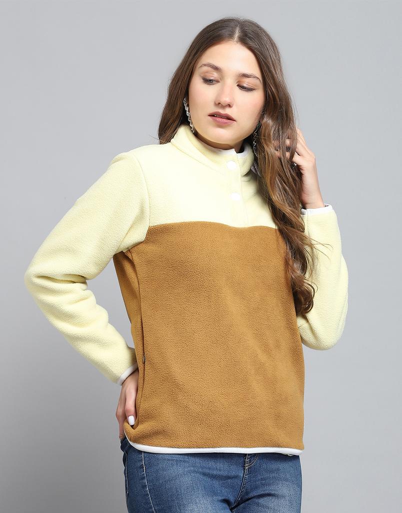ROCK.IT From House of Monte Carlo Womens Self Design Brown Mock Neck Full Sleeve Sweatshirt