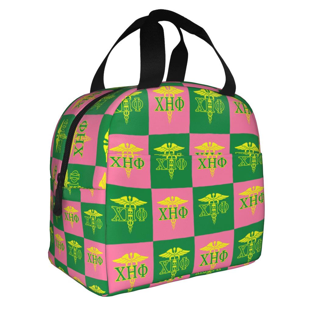 CHI ETA PHI Sorority Nurse 1932 Insulated Lunch Bags for Green and Yellow Resuable Cooler Thermal Bento Box Work School Travel