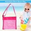 Kids Mesh Beach Bag with Adjustable Straps Seashell Collecting Sand Toy Storage for Boys Girls Breathable Quick-Dry Multi-Purpose Outdoor Bag