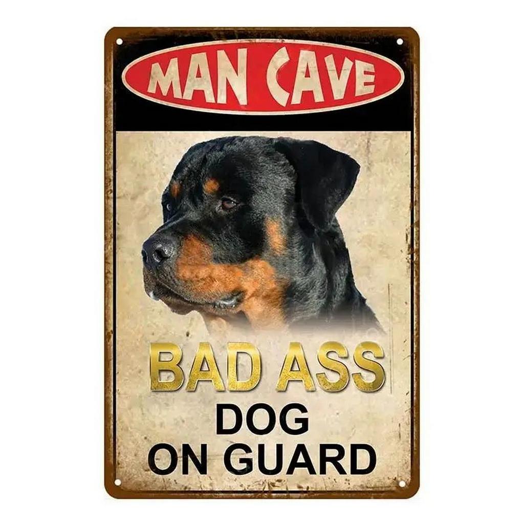 Decoração Aviso Placas de lata de metal vintage Cuidado com beijos de cachorro Cartaz engraçado Decoração para Café Garagem Bar Pub Clube Homem Caverna Decoração de parede