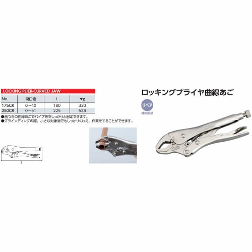 Kyoto Tool (KTC) Locking Pliers, Curved Jaw, 175CR