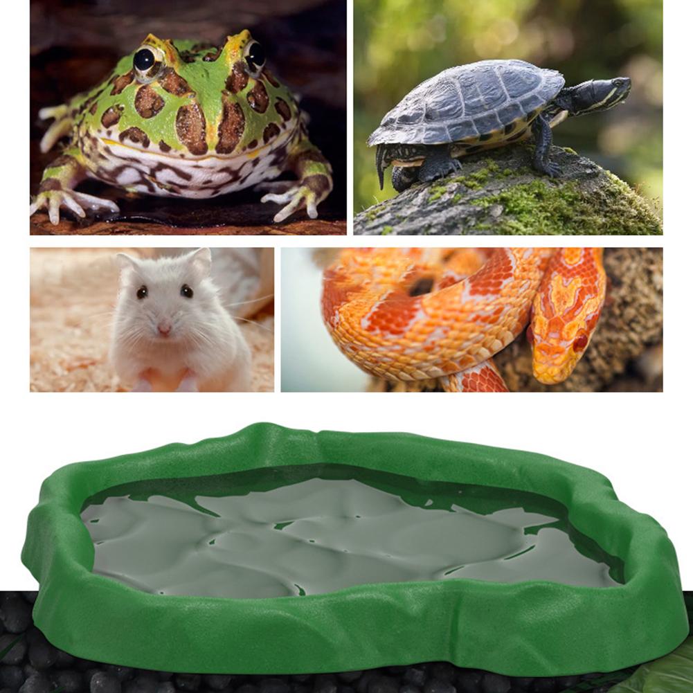 

Simulated Natural Rock Shape Reptile Food Water Bowl Bathing Dish Dual Use Bowl For Turtles Lizard Snake Frog S чорний