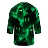 Men's Casual Halloween Printed Crew Neck T-Shirt Three Quarter Sleeve Top Lightweight Comfortable Fit for Everyday Wear