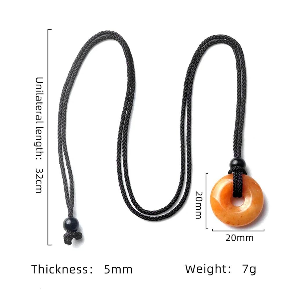 Peace Buckle Necklace Natural Stone Crystal Agates Doughnut Pendant For Girls Women Birthday Gift Chain 32CM