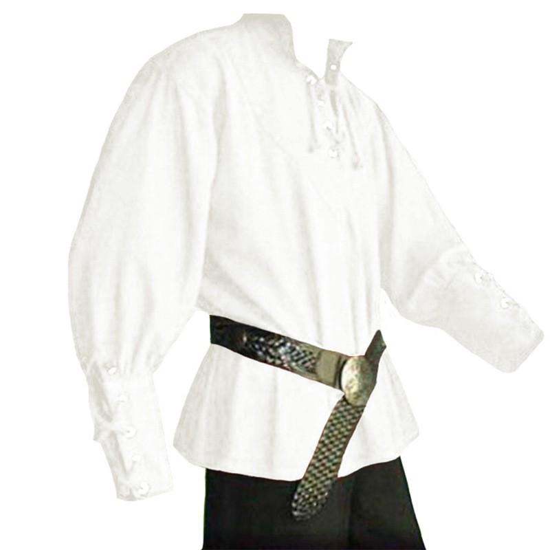 Retro Rychleschnoucí Košile Rytířská Košile Stylový Stojáček Halloweenská Rytířská Košile Cosplay Kostým Středověké Oblečení Retro Košile Bez Pásku