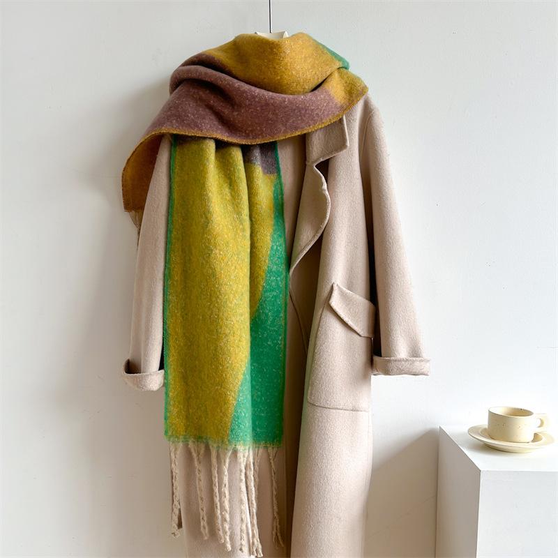 Herbst und Winter Europäischer und Amerikanischer Stil Imitation Kaschmir Klassisch Geometrisch Quaste Verdickt und Verlängert Vielseitiger Outdoor-Schal
